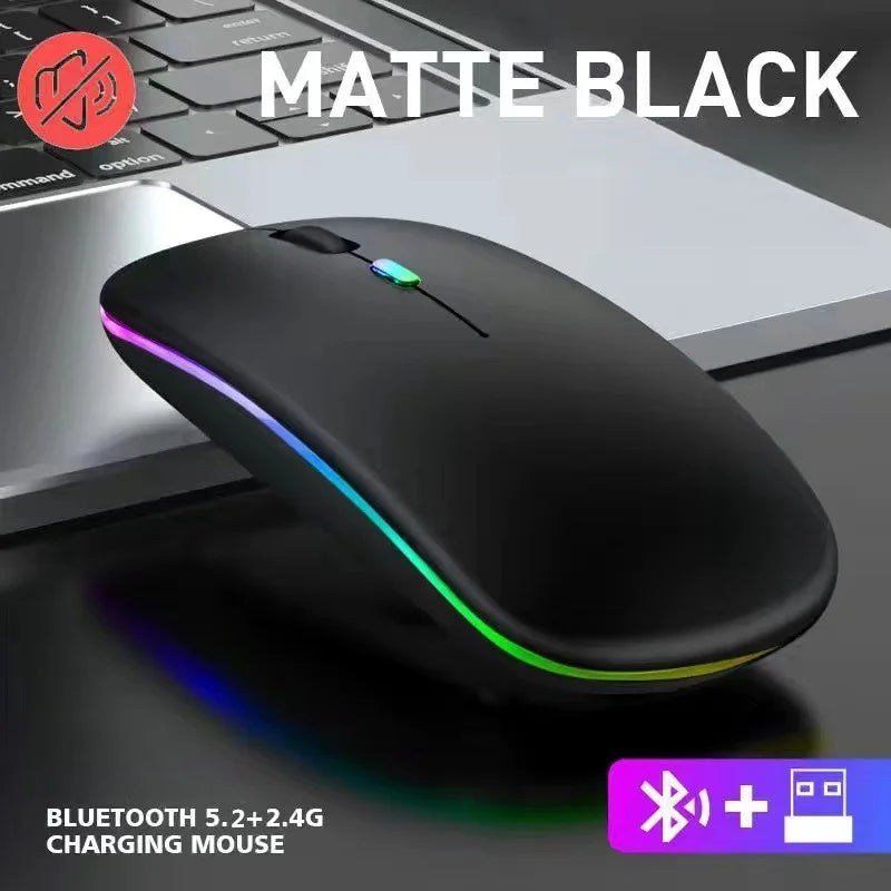 Wireless Mouse RGB Rechargeable Bluetooth Mice Wireless Computer Mause LED Backlit Ergonomic Gaming Mouse for Laptop PC 3600DPI