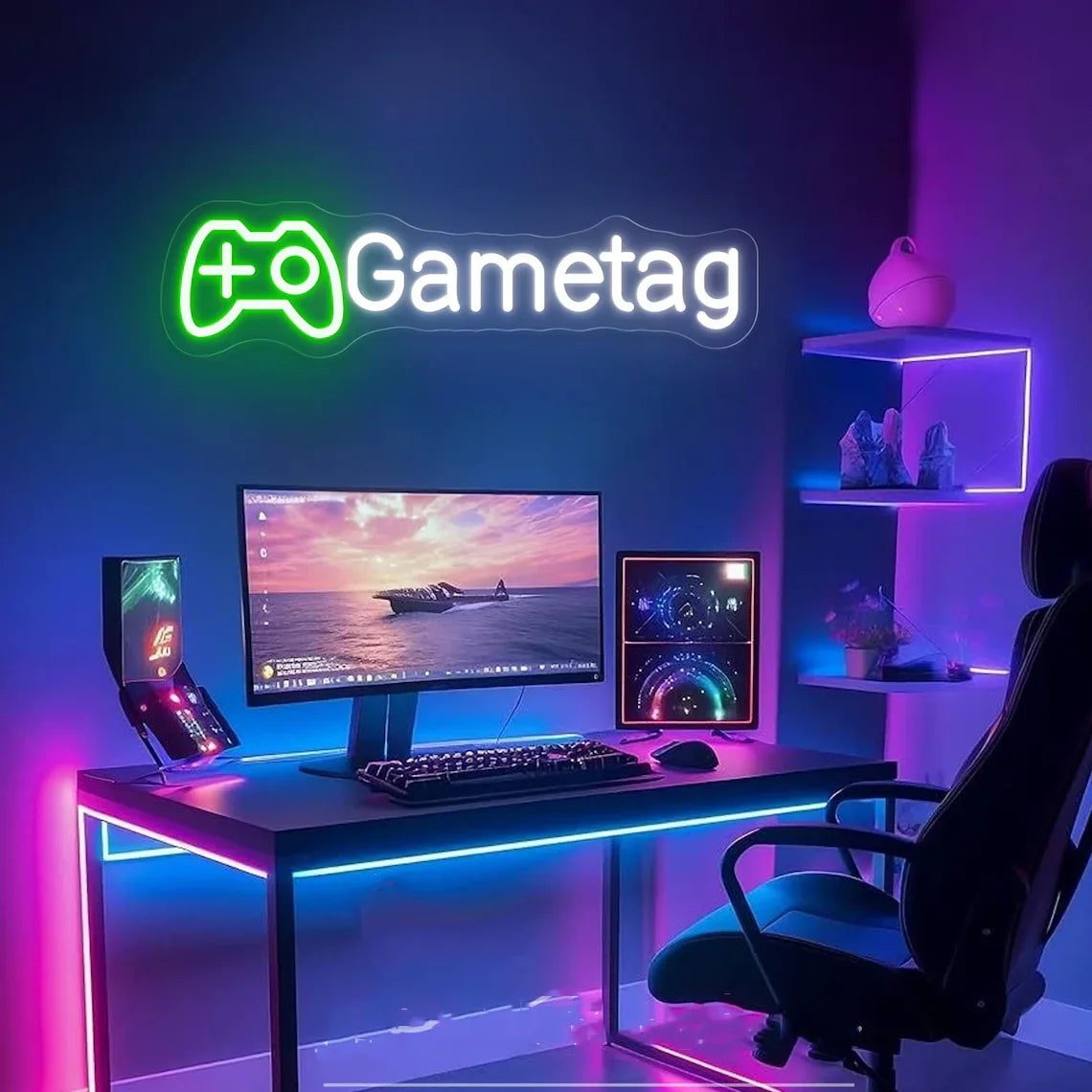Gamer Tag Username Neon Sign,Custom Gamepad Nametag  Neon Sign, Personalized Gift For Him, Gamer Twitch Decor Game Room Decor
