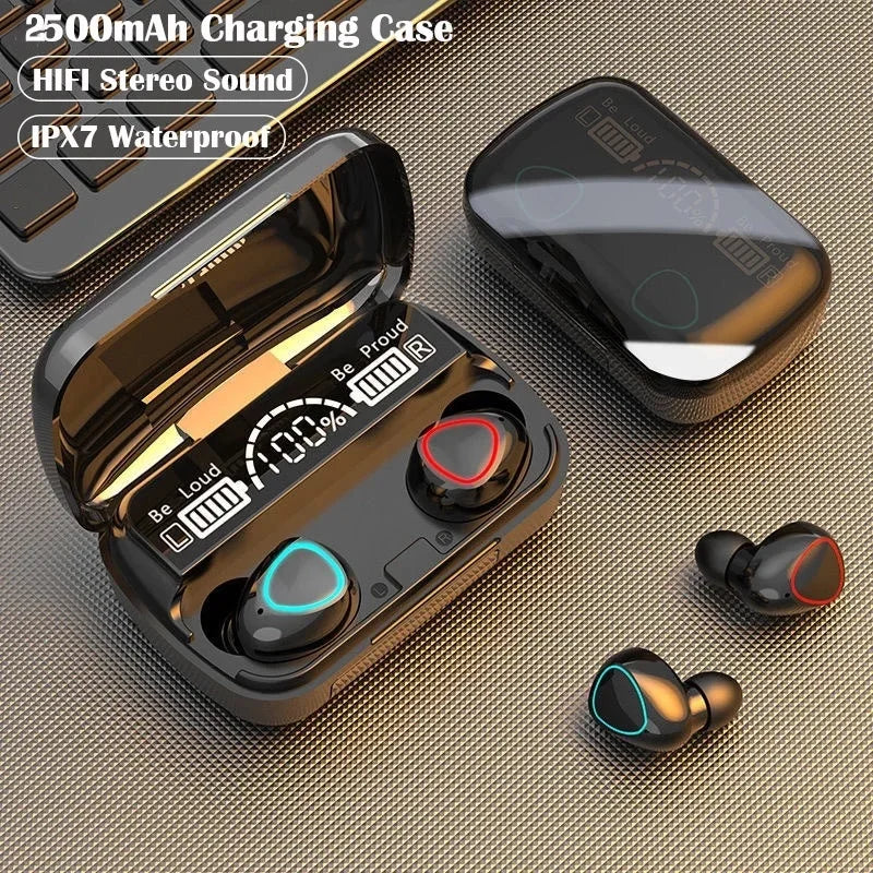 M10 TWS Wireless Headphones: Bluetooth Connection, Charging Box, 9D Stereo, Sports Waterproof Earbuds + Microphone