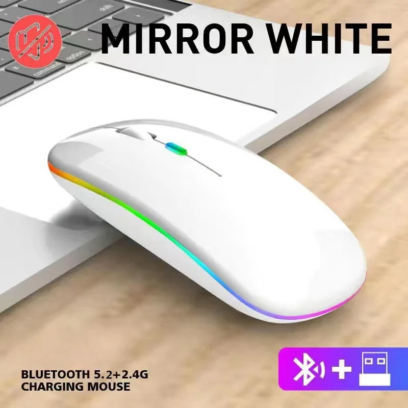 Wireless Mouse RGB Rechargeable Bluetooth Mice Wireless Computer Mause LED Backlit Ergonomic Gaming Mouse for Laptop PC 3600DPI